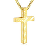 14K Gold Plated Bible Verse American Flag Cross Necklac for Men