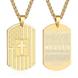 Stainless Steel American Dog Tag Pendant Necklace for Men