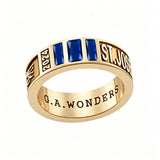 Sterling Silver 10K 14K 18K Gold Personalized Birthstone Pattern Class Ring for Men
