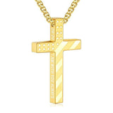 14K Gold Plated Bible Verse American Flag Cross Necklac for Men
