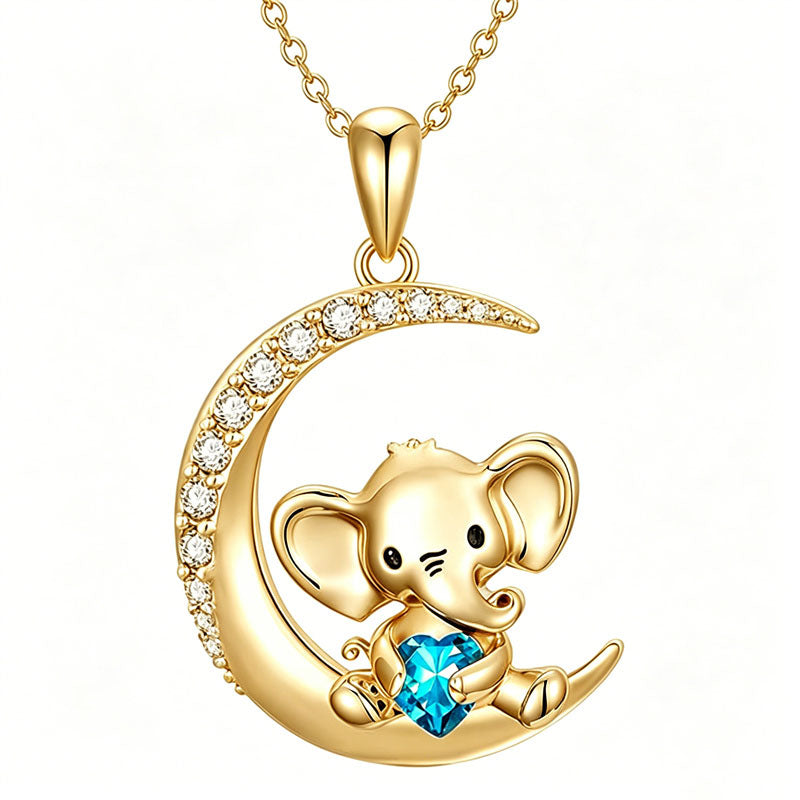 Sterling Silver Birthstone Elephant Pendant Necklace