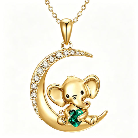 Sterling Silver Birthstone Elephant Pendant Necklace