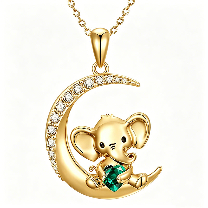Sterling Silver Birthstone Elephant Pendant Necklace