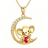 Sterling Silver Birthstone Elephant Pendant Necklace