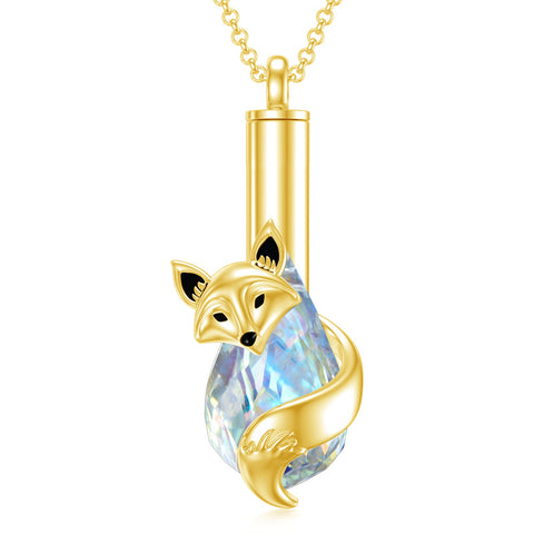 Sterling Silver Teardrop Crystal Butterfly Dragonfly Fox Hummingbird Phoenix Tree of Life Urn Necklaces for Ashes