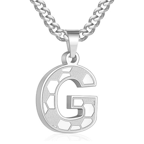 14K Gold Plated Soccer Initial Pendant Necklace for Men