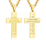 14K Gold Plated Bible Verse Football Cross Pendant Necklace