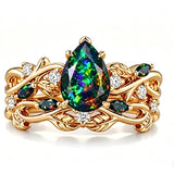 Sterling Silver 10K  14K  18K  Gold Personalized Engraved Black Opal Engagement Wedding Promise Ring for Her