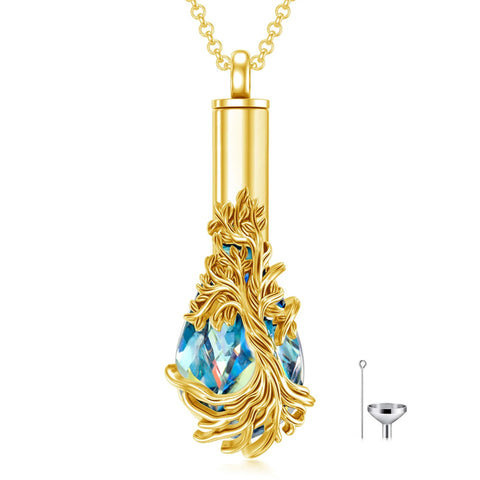 Sterling Silver Teardrop Crystal Butterfly Dragonfly Fox Hummingbird Phoenix Tree of Life Urn Necklaces for Ashes