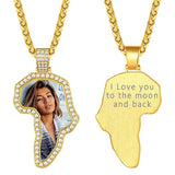 Copper Cubic Zirconia Personalized Photo African Map Pendant Necklace
