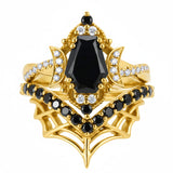 Sterling Silver 10K  14K  18K Gold 1CT-4CT Black Onyx Engagement Ring Gothic Wedding Promise Ring