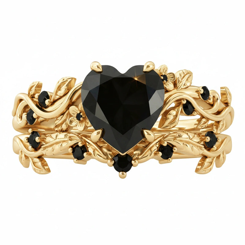 Sterling Silver 10K  14K  18K Gold 1CT-4CT Black Onyx Engagement Ring Gothic Wedding Promise Ring