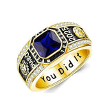 Sterling Silver Personalized Black Class Graduation Ring High School Ring for Men