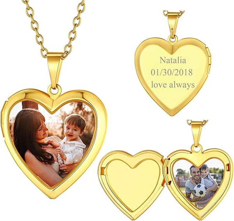 Copper Personalized Photo Heart Pendant Necklace
