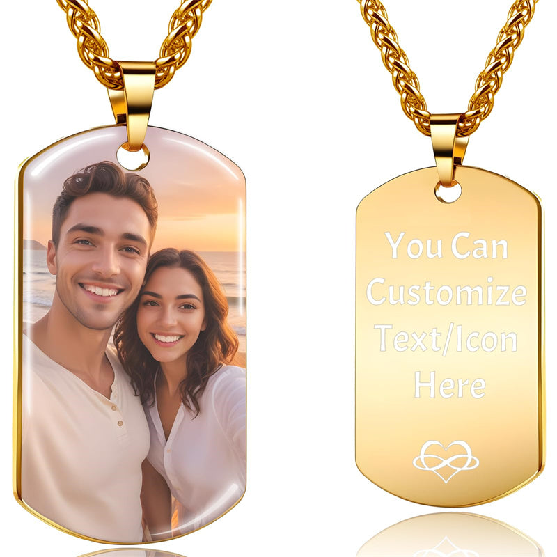 Stainless Steel  Personalized Photo Pendant Necklace for Men