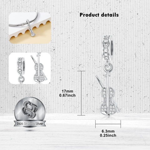 Sterling Silver Music Note Guitar  Piano  Violin  Drum Set Flute Harp Saxophone Charm Beads