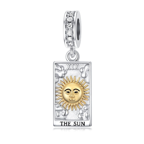 Sterling Silver Cubic Zirconia  Star Tarot Card Sun Tarot Card Charm Beads
