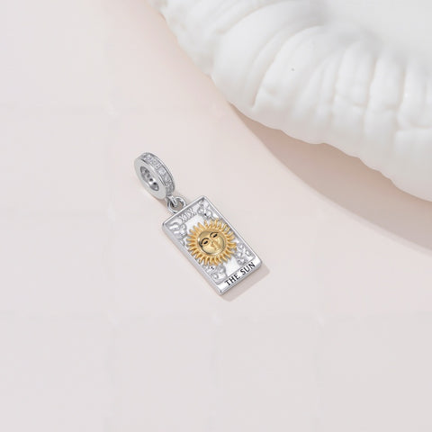 Sterling Silver Cubic Zirconia  Star Tarot Card Sun Tarot Card Charm Beads