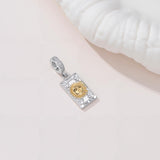 Sterling Silver Cubic Zirconia  Star Tarot Card Sun Tarot Card Charm Beads