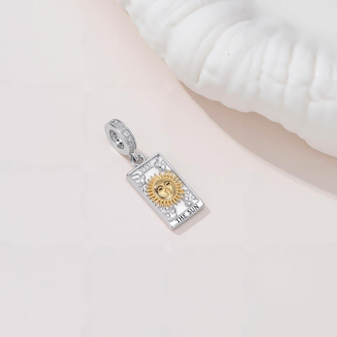 Sterling Silver Cubic Zirconia  Star Tarot Card Sun Tarot Card Charm Beads