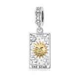 Sterling Silver Cubic Zirconia  Star Tarot Card Sun Tarot Card Charm Beads