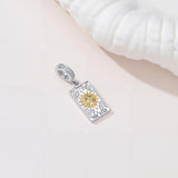Sterling Silver Cubic Zirconia  Star Tarot Card Sun Tarot Card Charm Beads