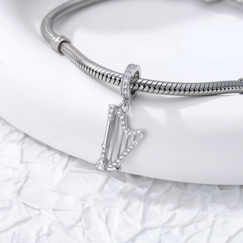 Sterling Silver Music Note Guitar  Piano  Violin  Drum Set Flute Harp Saxophone Charm Beads