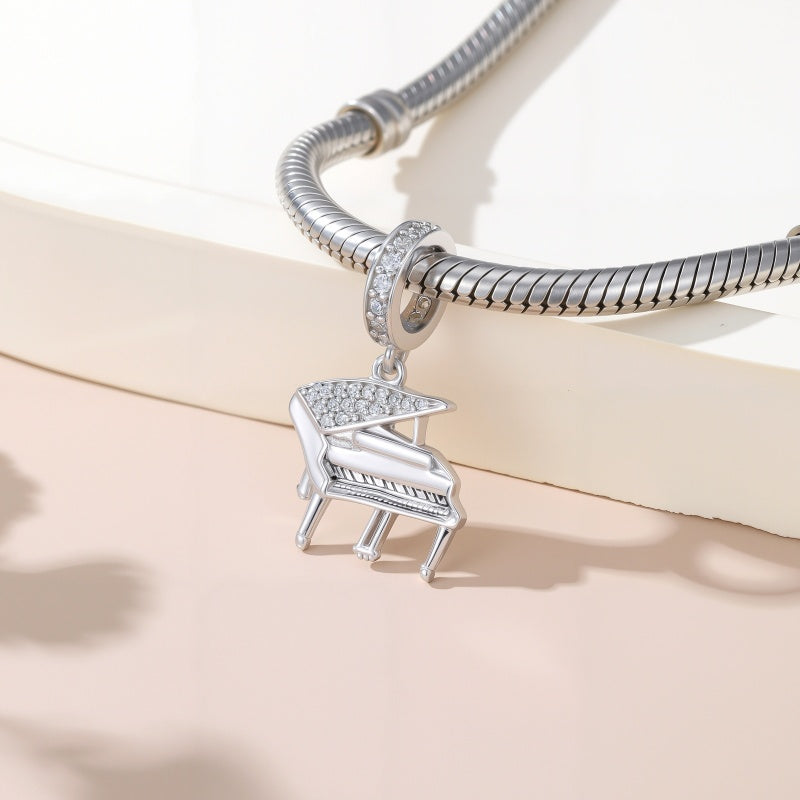 Sterling Silver Music Note Guitar  Piano  Violin  Drum Set Flute Harp Saxophone Charm Beads