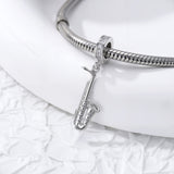 Sterling Silver Music Note Guitar  Piano  Violin  Drum Set Flute Harp Saxophone Charm Beads