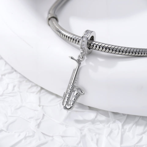 Sterling Silver Music Note Guitar  Piano  Violin  Drum Set Flute Harp Saxophone Charm Beads