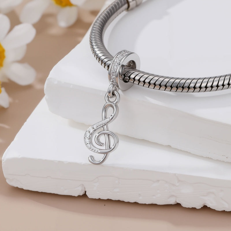 Sterling Silver Music Note Guitar  Piano  Violin  Drum Set Flute Harp Saxophone Charm Beads