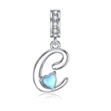 Sterling Silver Moonstone Initial Alphabet Charm Beads