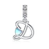 Sterling Silver Moonstone Initial Alphabet Charm Beads