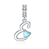 Sterling Silver Moonstone Initial Alphabet Charm Beads