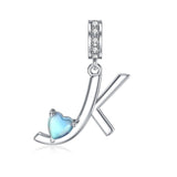 Sterling Silver Moonstone Initial Alphabet Charm Beads