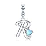 Sterling Silver Moonstone Initial Alphabet Charm Beads