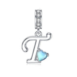 Sterling Silver Moonstone Initial Alphabet Charm Beads
