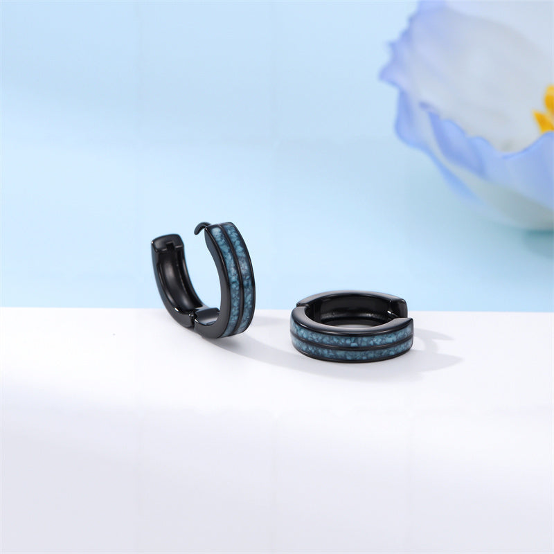 Sterling Silver Cross Celtic Knot Turquoise Hoop Earring for Men