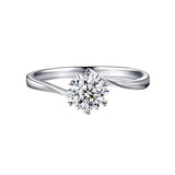 Sterling Silver Personalized Engraved Moissanite Engagement Wedding Ring