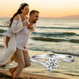 Sterling Silver Personalized Engraved Moissanite Engagement Wedding Ring