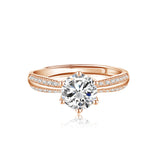 Sterling Silver Personalized Engraved Moissanite Engagement Wedding Ring