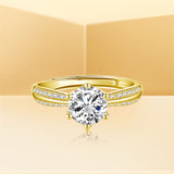 Sterling Silver Personalized Engraved Moissanite Engagement Wedding Ring