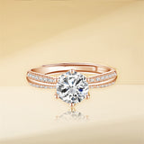 Sterling Silver Personalized Engraved Moissanite Engagement Wedding Ring