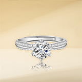 Sterling Silver Personalized Engraved Moissanite Engagement Wedding Ring