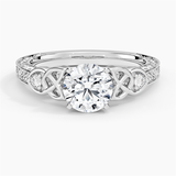 Sterling Silver Personalized Engraved Moissanite Engagement Wedding Ring