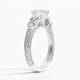 Sterling Silver Personalized Engraved Moissanite Engagement Wedding Ring