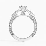 Sterling Silver Personalized Engraved Moissanite Engagement Wedding Ring