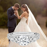 Sterling Silver Personalized Engraved Moissanite Engagement Wedding Ring
