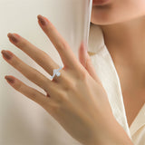 Sterling Silver Personalized Engraved Moissanite Engagement Wedding Ring
