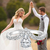 Sterling Silver Personalized Engraved Moissanite Engagement Wedding Ring